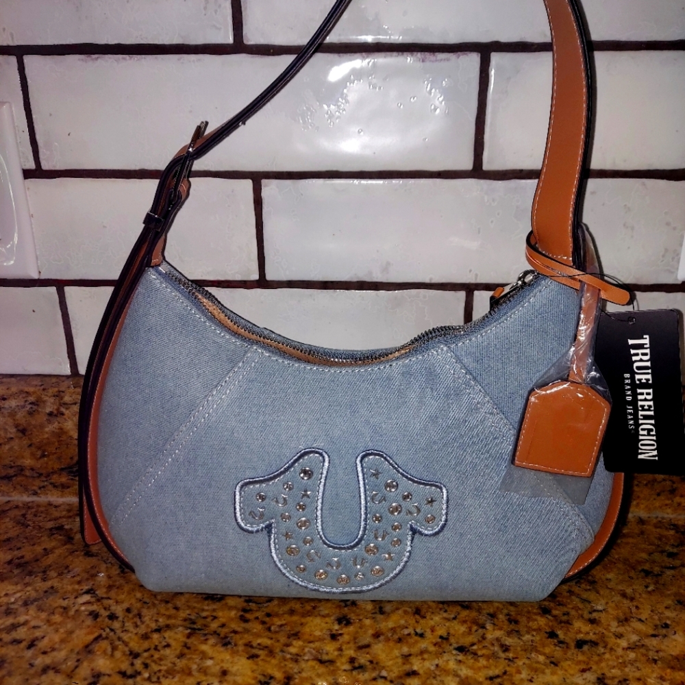 True Religion Blue Denim Shoulder Bag